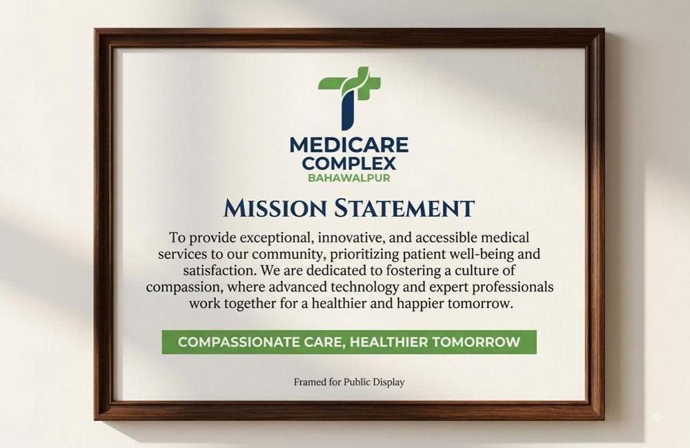 Medicare Complex mission statement, framed for public display